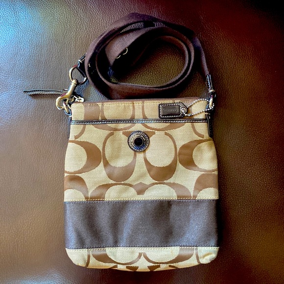 Coach Handbags - FREE SHIPPING COACH Signature Canvas Crossbody Messenger Bag